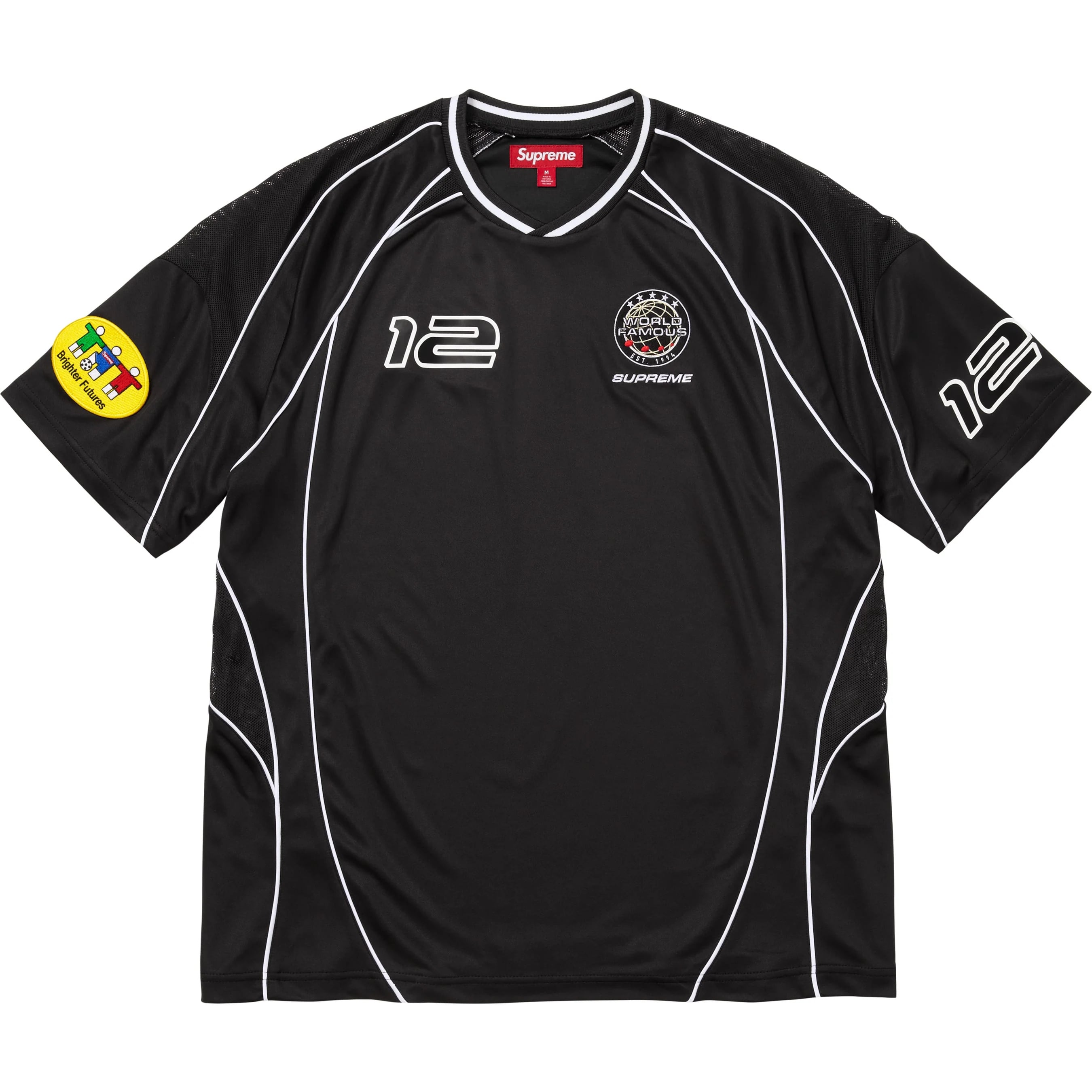Supreme Piping Soccer Jersey (FW25) - Black - $118