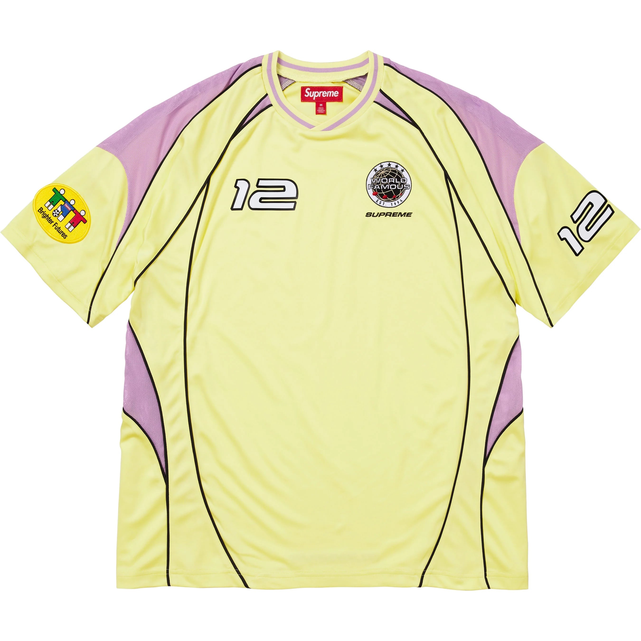 Supreme Piping Soccer Jersey (FW25) - Pale Yellow - $118