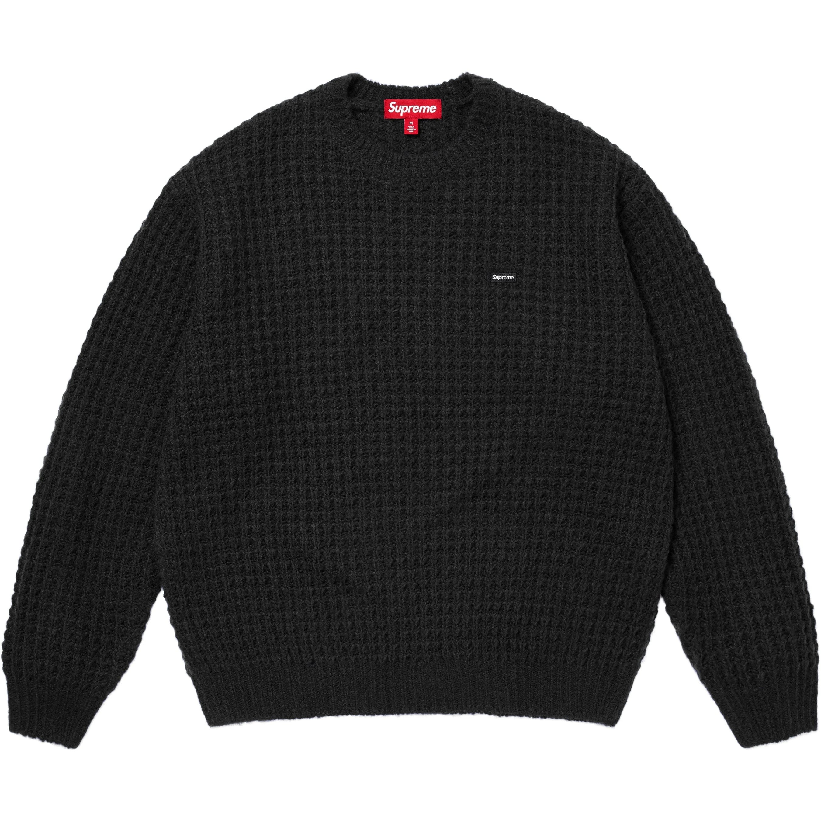 Supreme Small Box Waffle Sweater (FW25) - Black - $148
