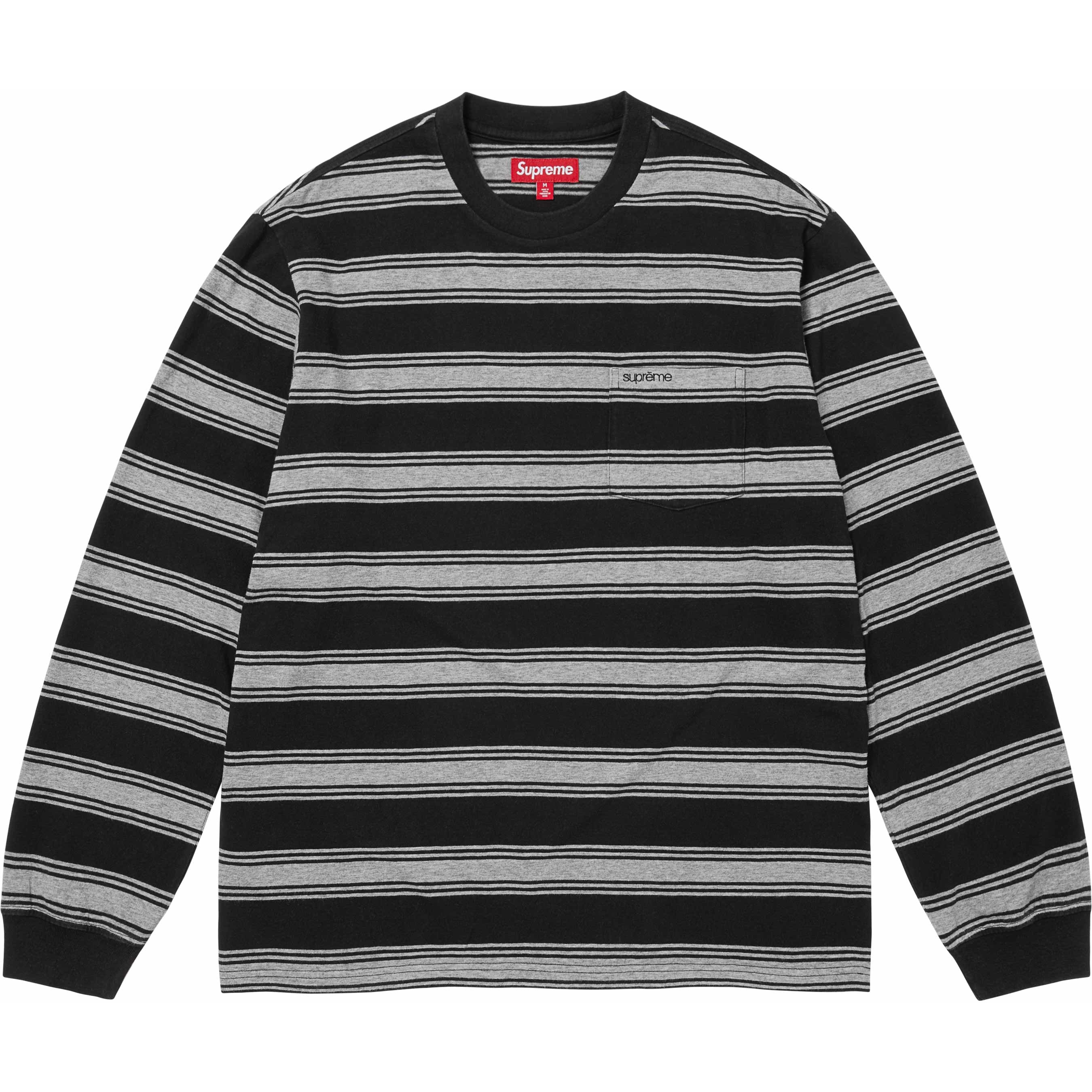 Supreme Stripe Pocket L S Top (FW25) - Black - $98