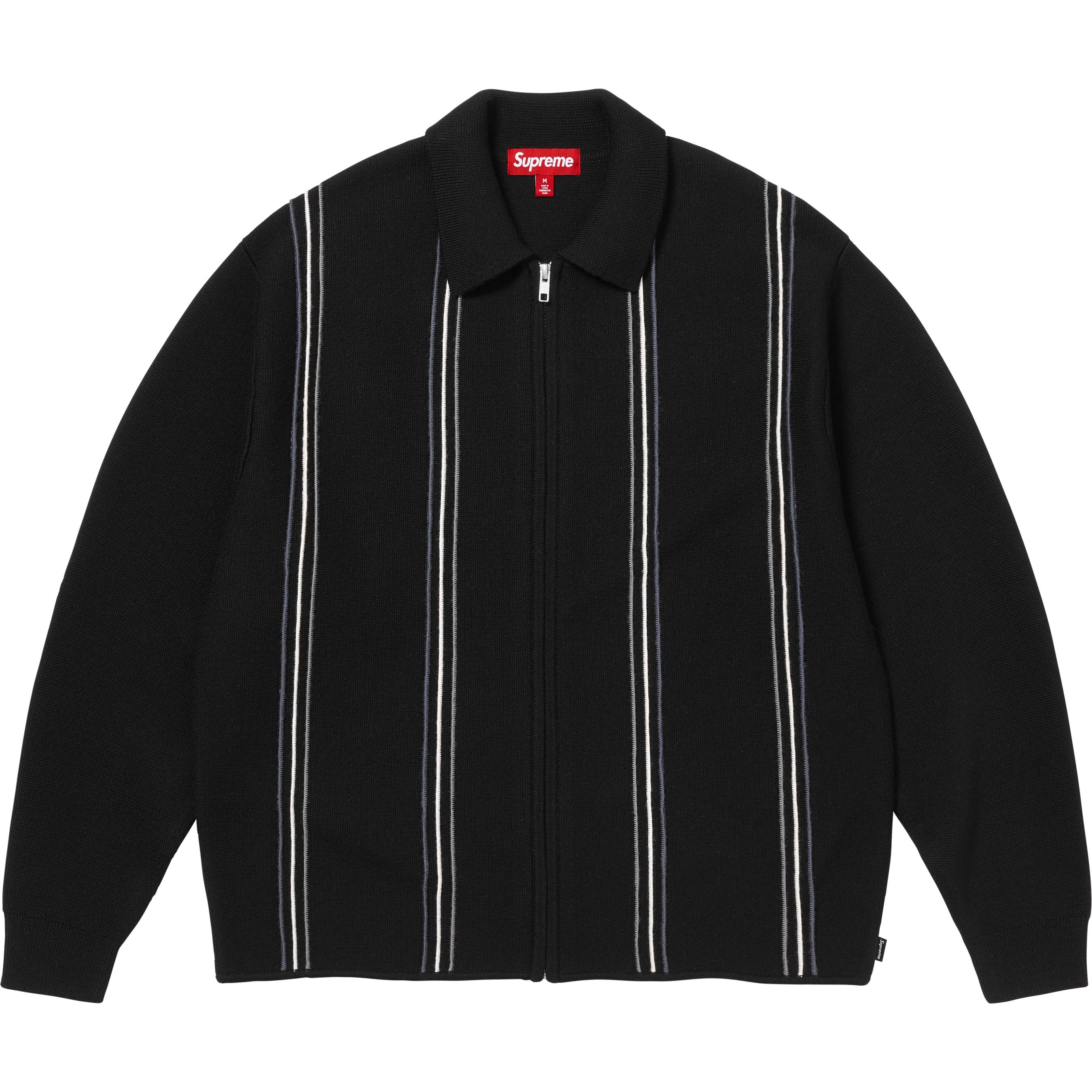 Supreme Stripe Zip Up Polo Sweater (FW25) - $198