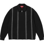 Supreme Stripe Zip Up Polo Sweater (FW25) - Black