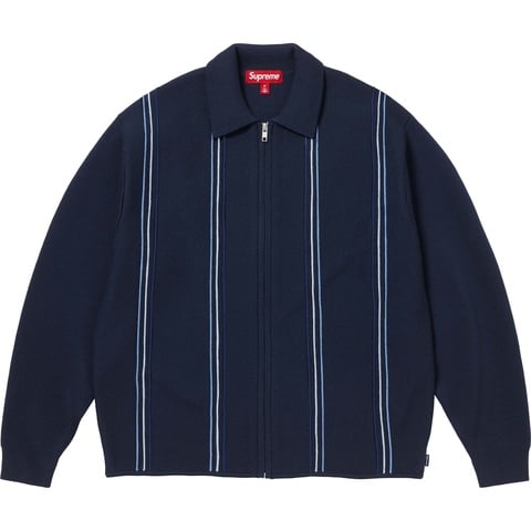 Stripe Zip Up Polo Sweater - SupremeCommunity