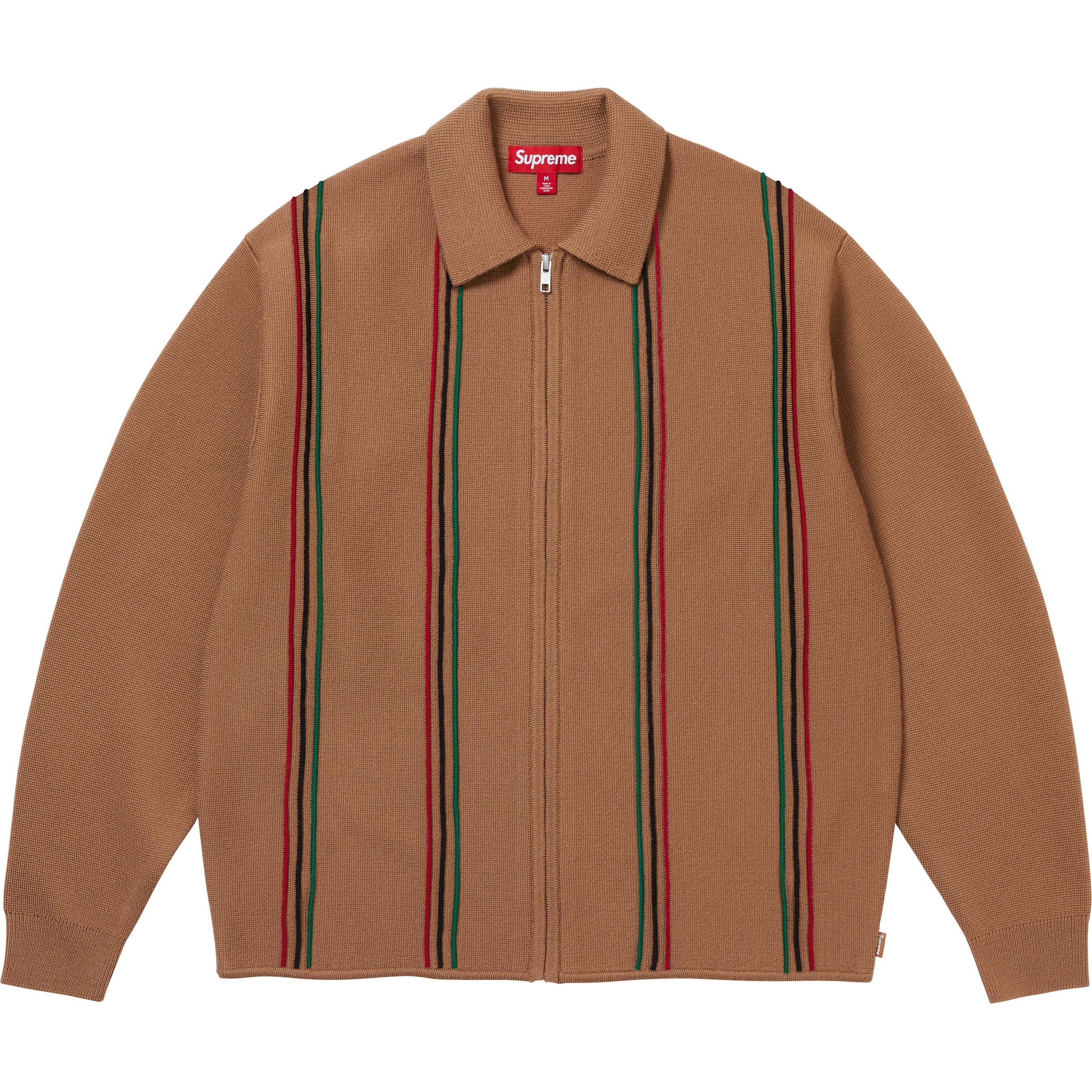 Supreme Stripe Zip Up Polo Sweater (FW25) - $198