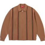 Supreme Stripe Zip Up Polo Sweater (FW25) - Tan