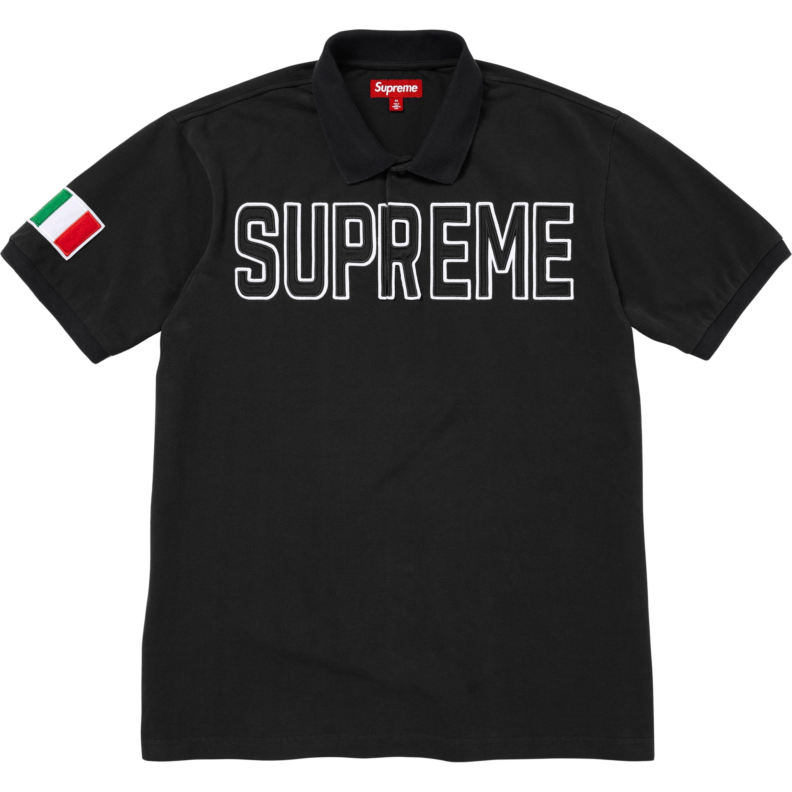 Supreme Twill Appliqué Polo (FW25) - Black - $110