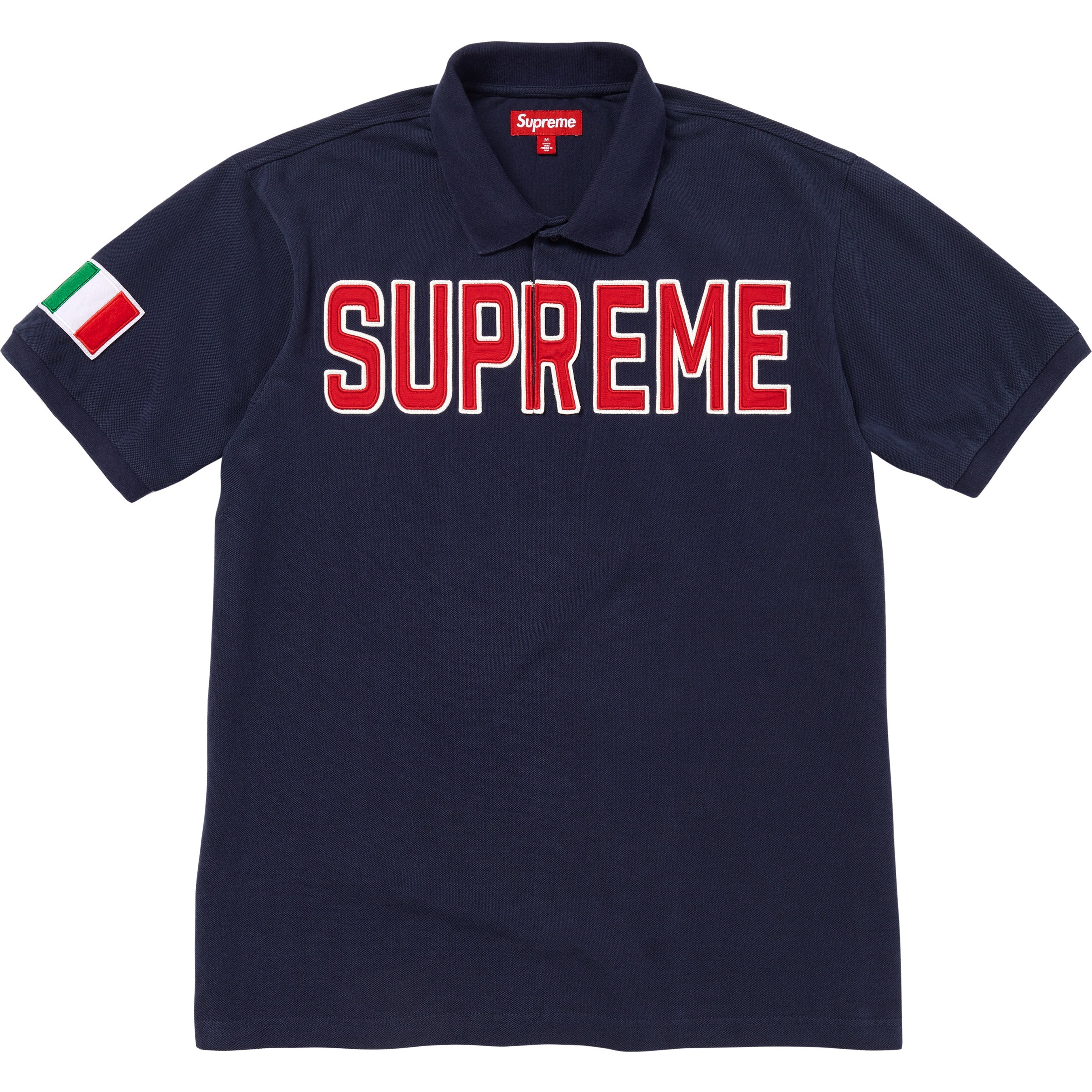 Supreme Twill Appliqué Polo (FW25) - Navy - $110
