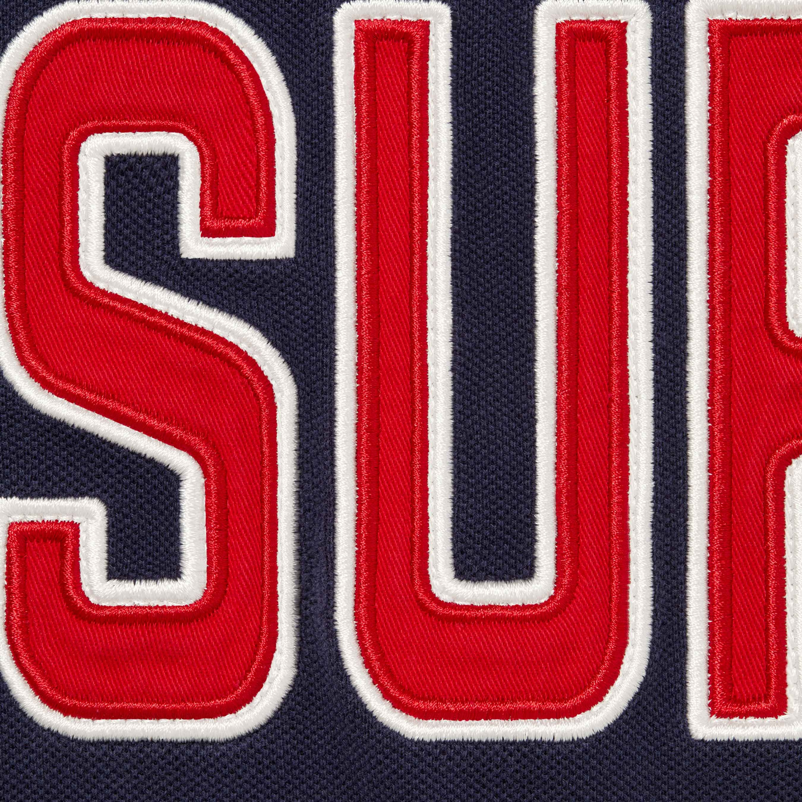 Supreme Twill Appliqué Polo (FW25) - Navy - $110