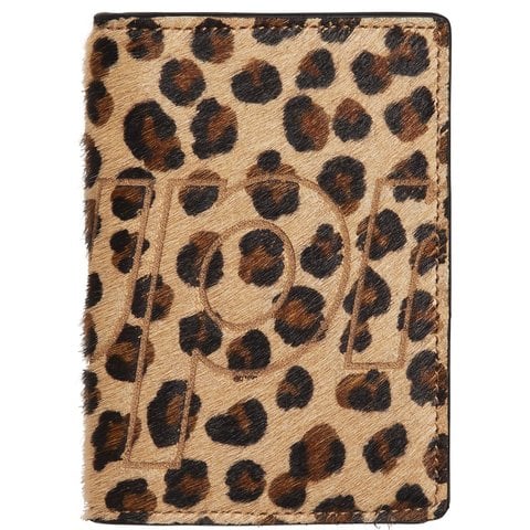 Supreme Leather Card Holder - Tan Leopard