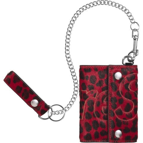 Supreme Leather Chain Wallet - Red Leopard