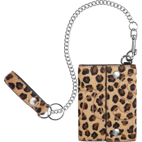 Supreme Leather Chain Wallet - Tan Leopard