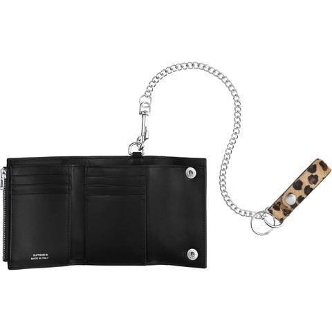 Supreme Leather Chain Wallet - Tan Leopard