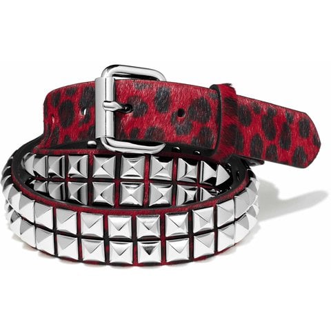 Supreme Studded Leather Belt - Red Leopard