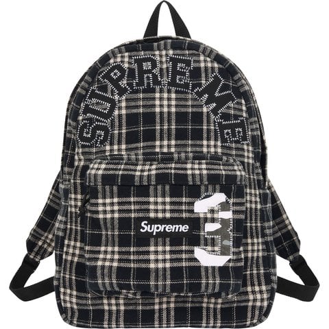 Supreme Appliqué Flannel Backpack - Black