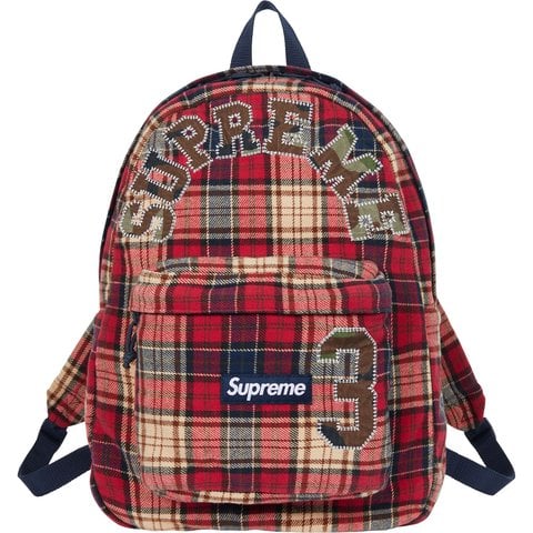 Supreme Appliqué Flannel Backpack - Red