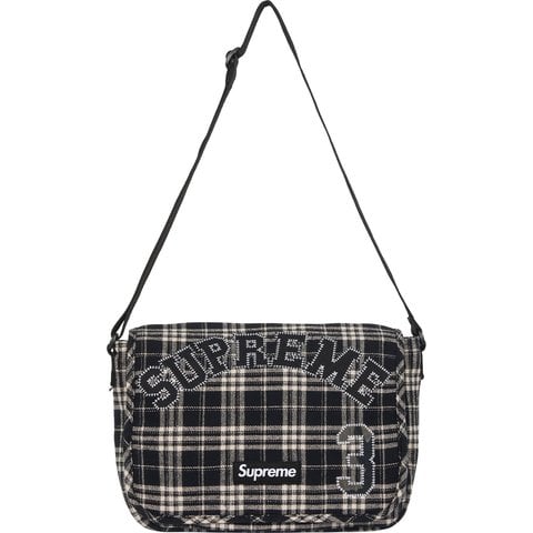 Supreme Appliqué Flannel Messenger Bag - Black