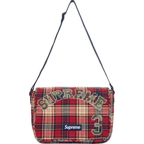 Supreme Appliqué Flannel Messenger Bag - Red