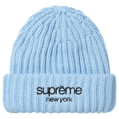 Supreme Classic Logo Chunky Ribbed Beanie - Light Blue