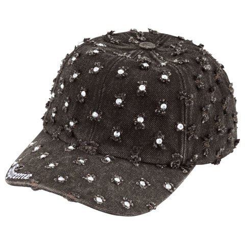 Supreme Hole Punch Rhinestone Denim 6-Panel - Black