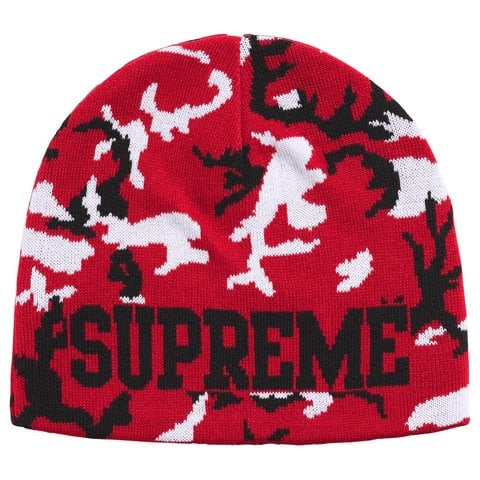 Supreme Reversible Camo Beanie - Red