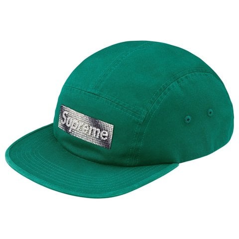 Supreme Rhinestone Label Camp Cap - Green