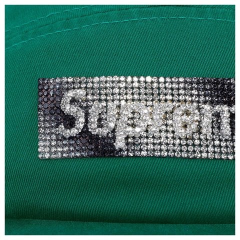 Supreme Rhinestone Label Camp Cap - Green