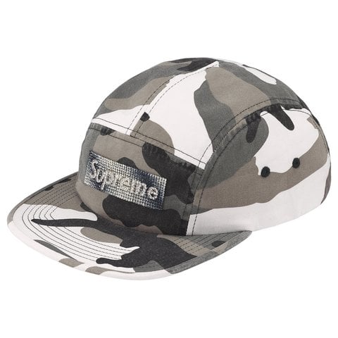 Supreme Rhinestone Label Camp Cap - Snow Camo