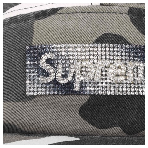 Supreme Rhinestone Label Camp Cap - Snow Camo