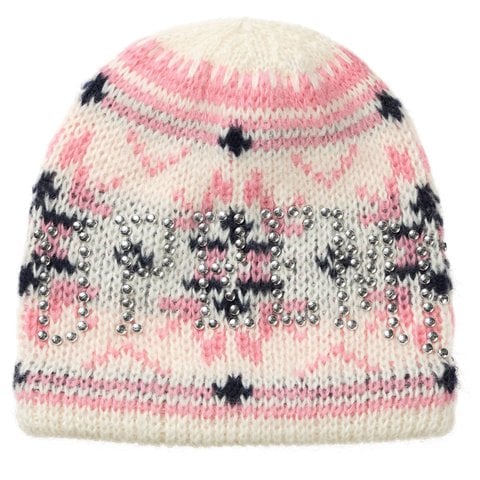Supreme Studded Fair Isle Beanie - Cream
