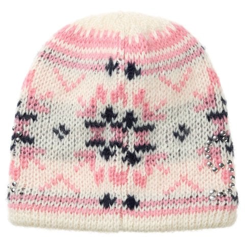 Supreme Studded Fair Isle Beanie - Cream