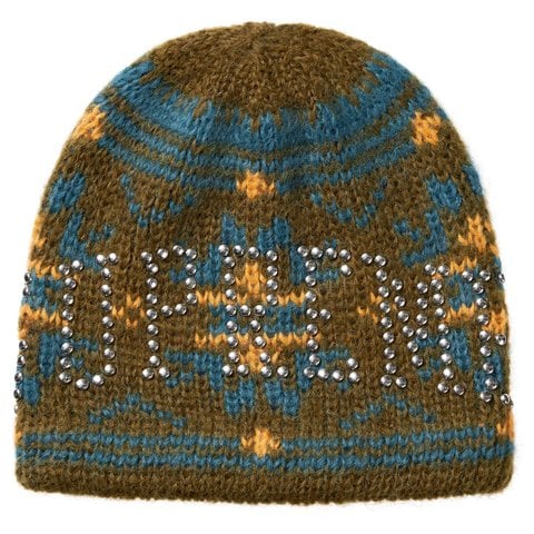 Supreme Studded Fair Isle Beanie - Olive Brown