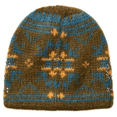 Supreme Studded Fair Isle Beanie - Olive Brown