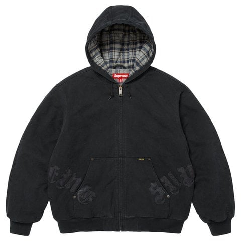 Leather Appliqué Hooded Work Jacket - SupremeCommunity