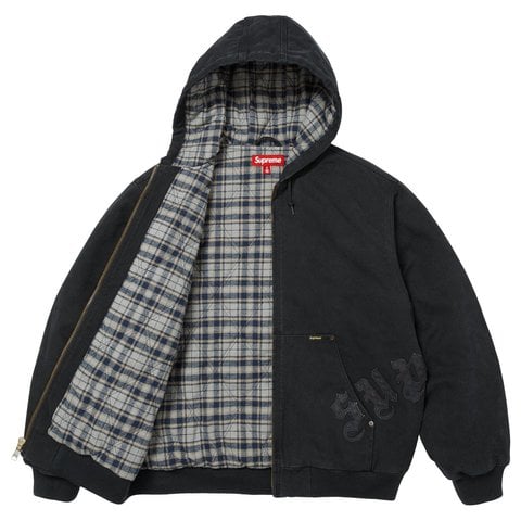 Leather Appliqué Hooded Work Jacket - SupremeCommunity