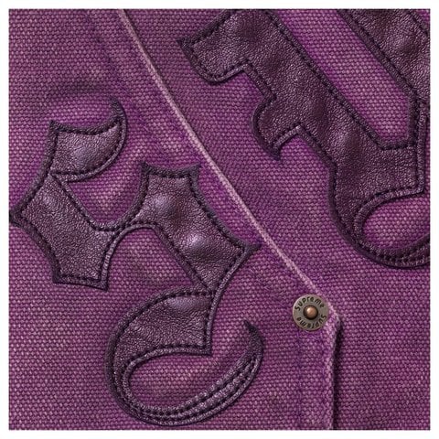 Supreme Leather Appliqué Hooded Work Jacket - Purple