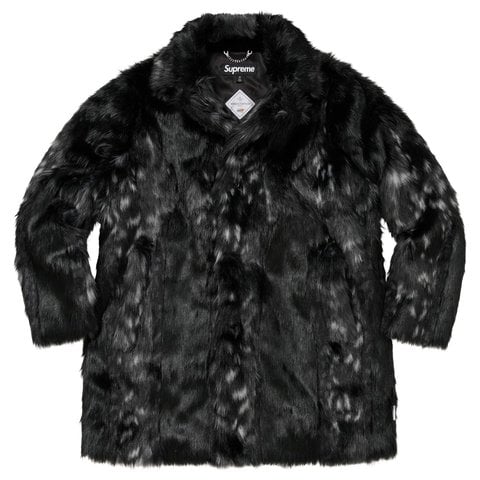Supreme Lynx Faux Fur WINDSTOPPER® Overcoat - Black