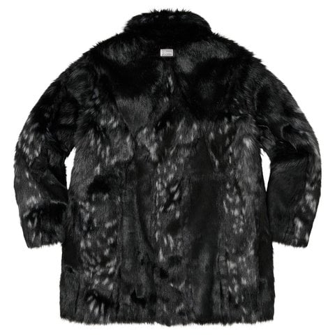 Supreme Lynx Faux Fur WINDSTOPPER® Overcoat - Black