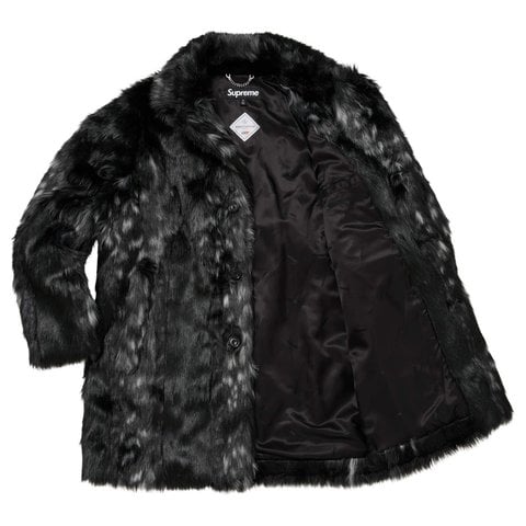 Supreme Lynx Faux Fur WINDSTOPPER® Overcoat - Black