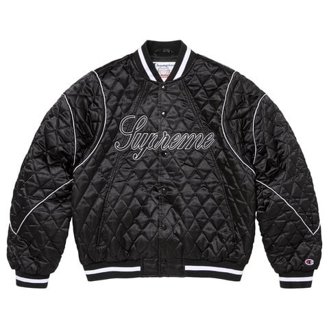 Supreme Supreme®/Champion® Quilted Satin Varsity Jacket - Black
