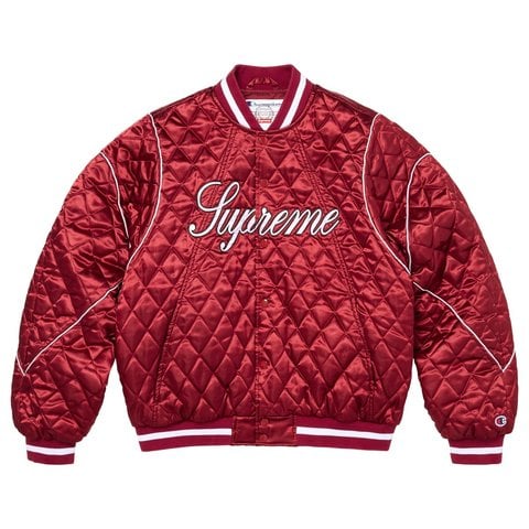 Supreme Supreme®/Champion® Quilted Satin Varsity Jacket - Dark Red