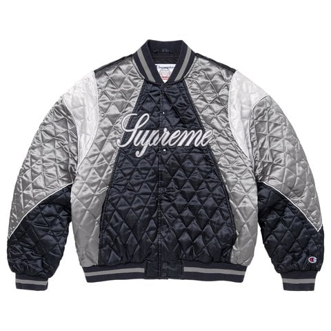 Supreme Supreme®/Champion® Quilted Satin Varsity Jacket - Navy