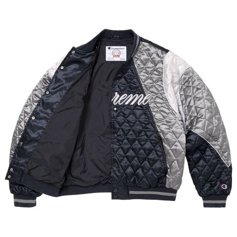 Supreme Supreme®/Champion® Quilted Satin Varsity Jacket - Navy