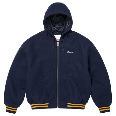 Supreme Supreme/Larry Clark Hooded Varsity Jacket - Navy