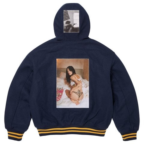 Supreme Supreme/Larry Clark Hooded Varsity Jacket - Navy