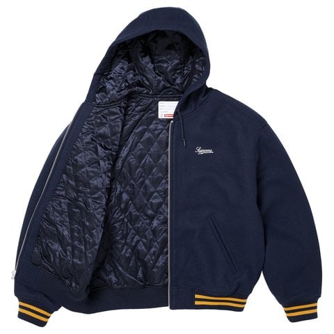 Supreme Supreme/Larry Clark Hooded Varsity Jacket - Navy