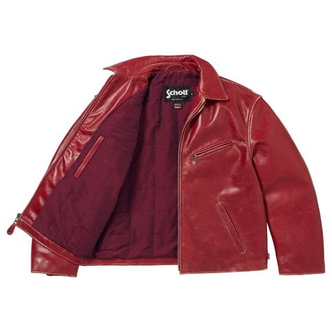 Supreme Supreme®/Schott® Distressed Leather Jacket - Red