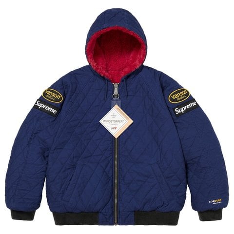 Supreme Supreme®/Vanson Leathers® Reversible Quilted Hooded Jacket - Navy