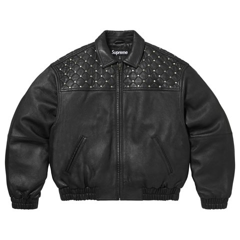 Supreme Swarovski® Studded Quilted Leather Jacket - Black