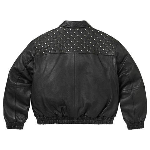 Supreme Swarovski® Studded Quilted Leather Jacket - Black