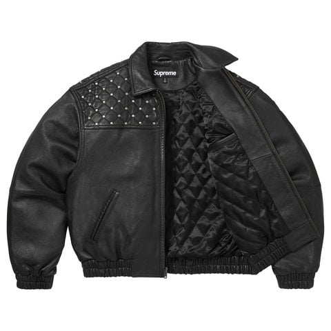 Supreme Swarovski® Studded Quilted Leather Jacket - Black